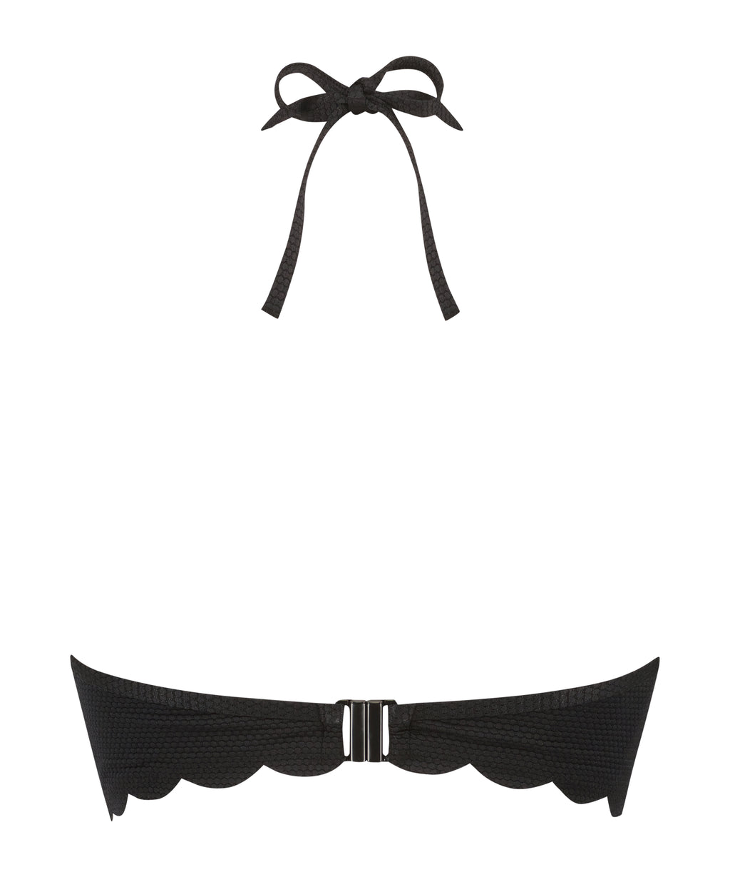 Vorgeformtes Push-up Bügel-Bikinitop Scallop Cup A - E  - Schwarz
