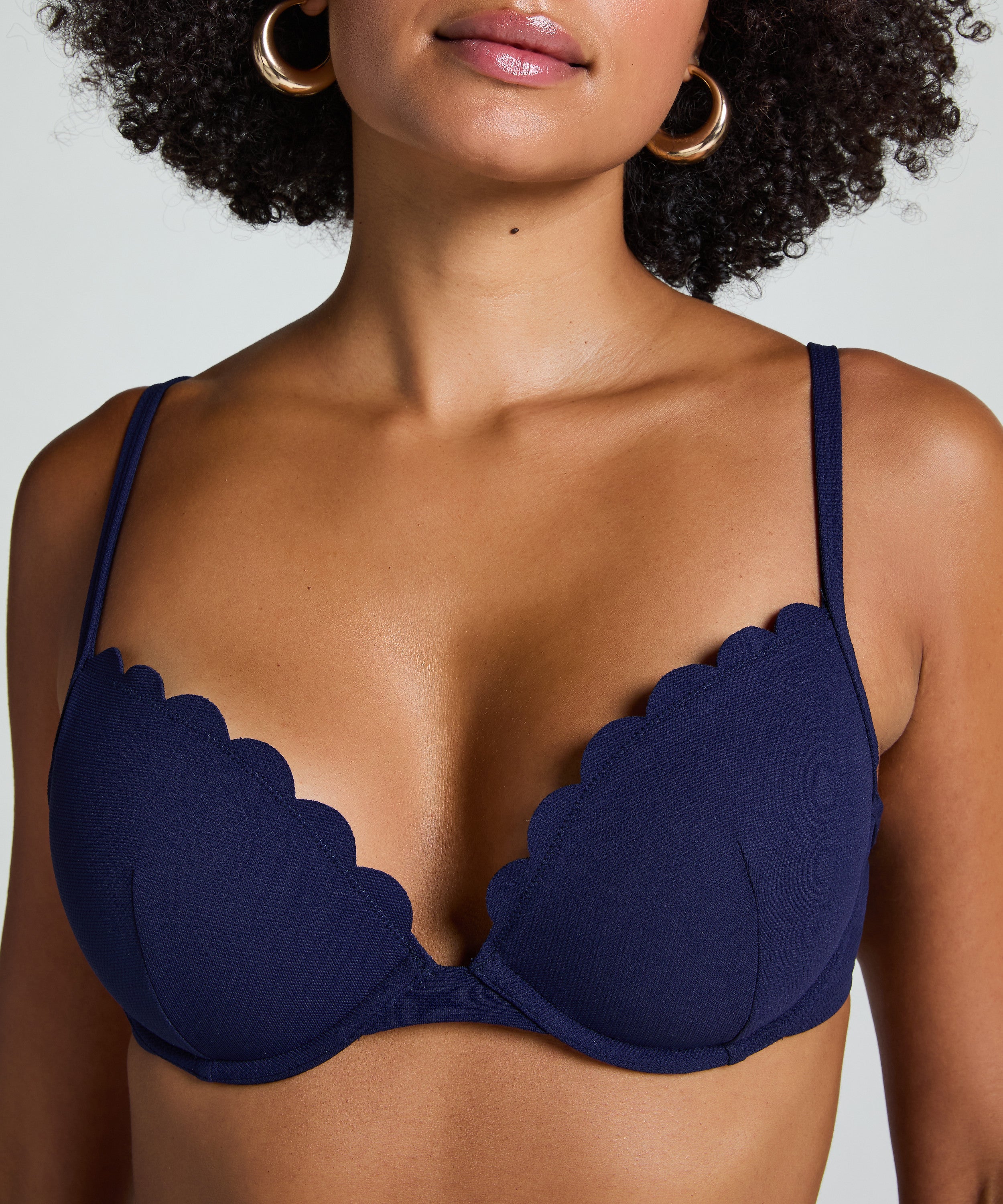 Vorgeformtes Push-up Bügel-Bikinitop Scallop Cup A - E  - Blau