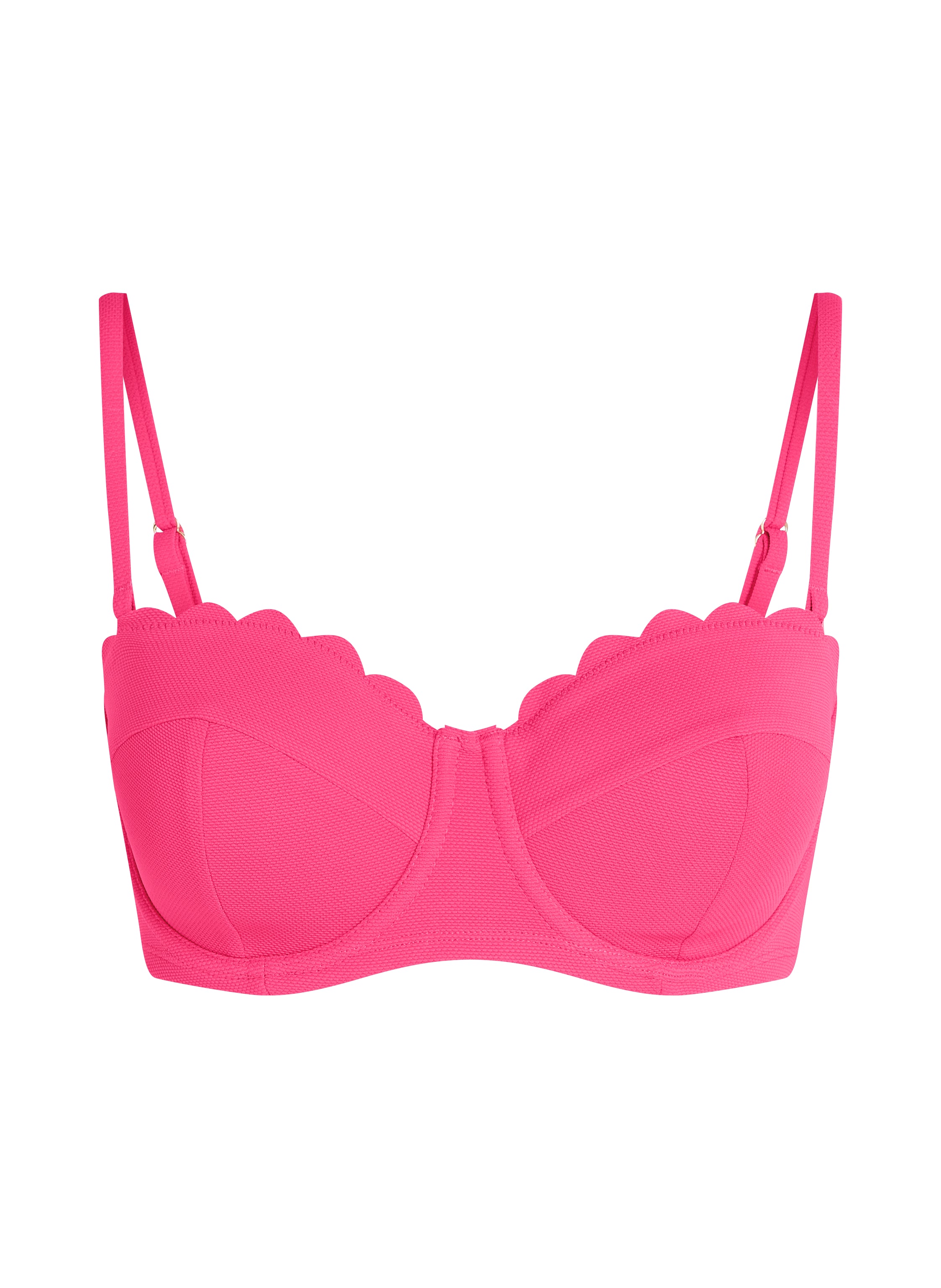 Gepolstertes trägerloses Bikinioberteil mit Bügel Scallop Cup E +  - Rosa