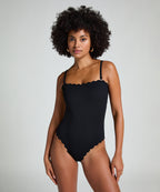 Badeanzug Bandeau Scallop  - Schwarz