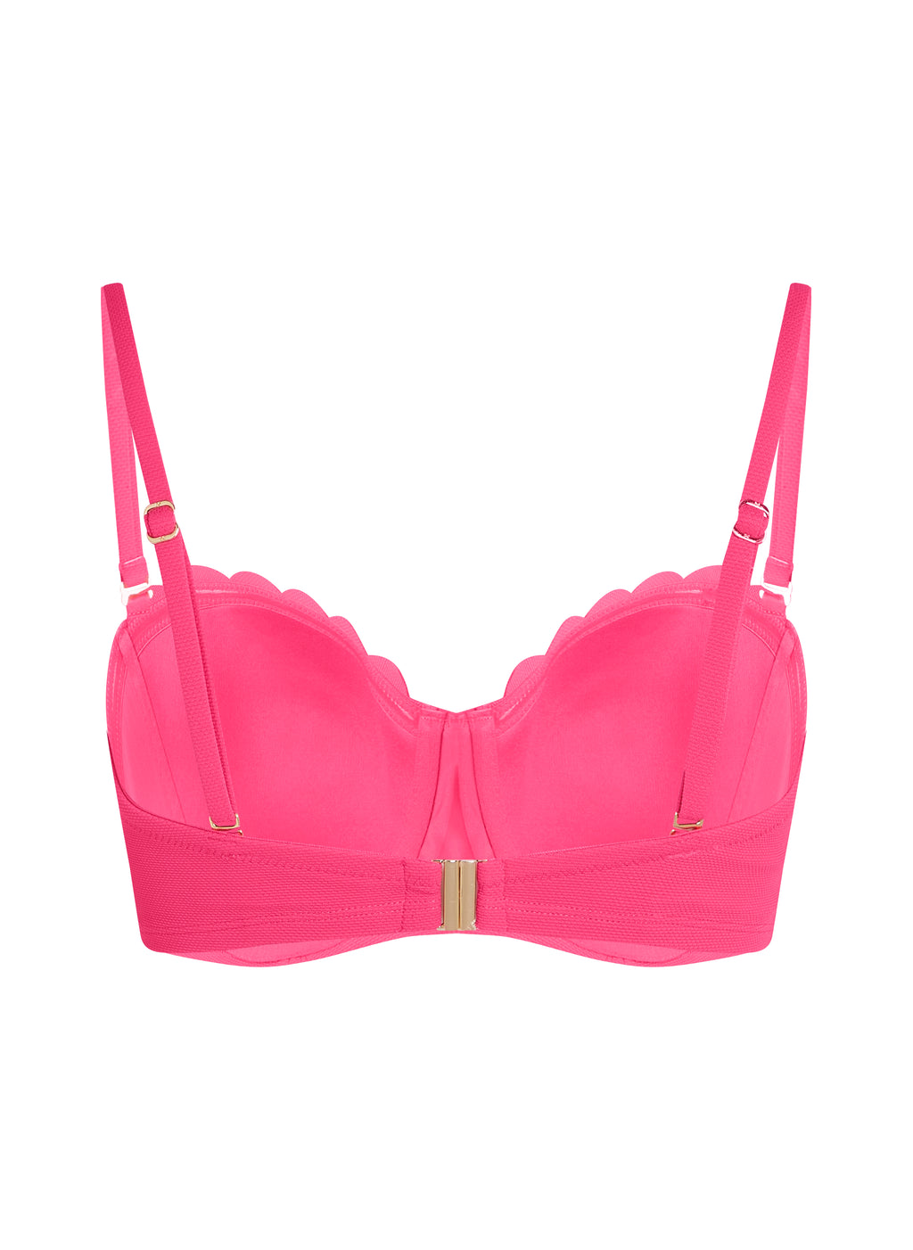 Gepolstertes trägerloses Bikinioberteil mit Bügel Scallop Cup E +  - Rosa