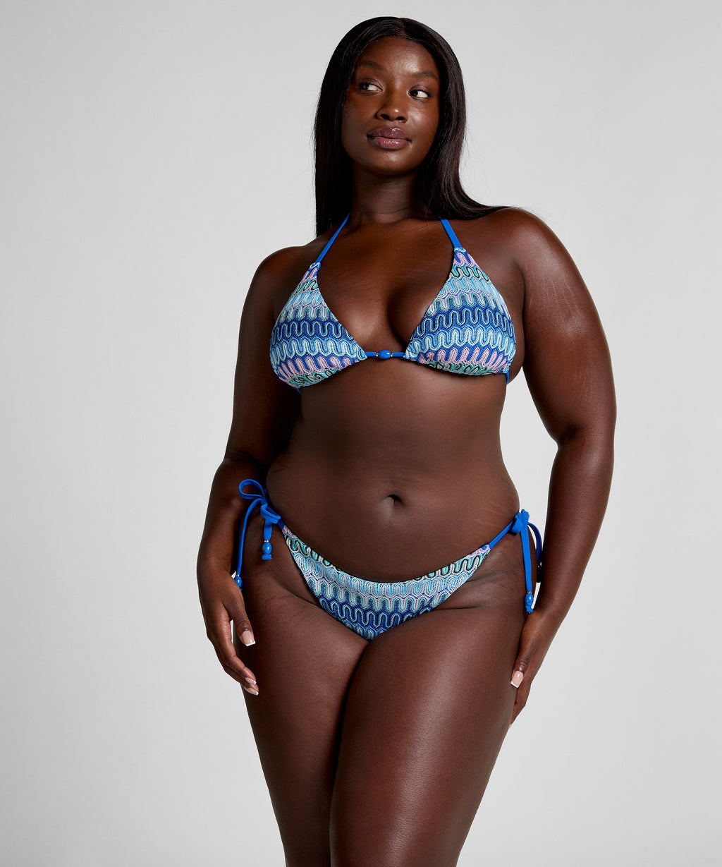Bikiniunterteil mit hohem Beinausschnitt Cali  - Blau
