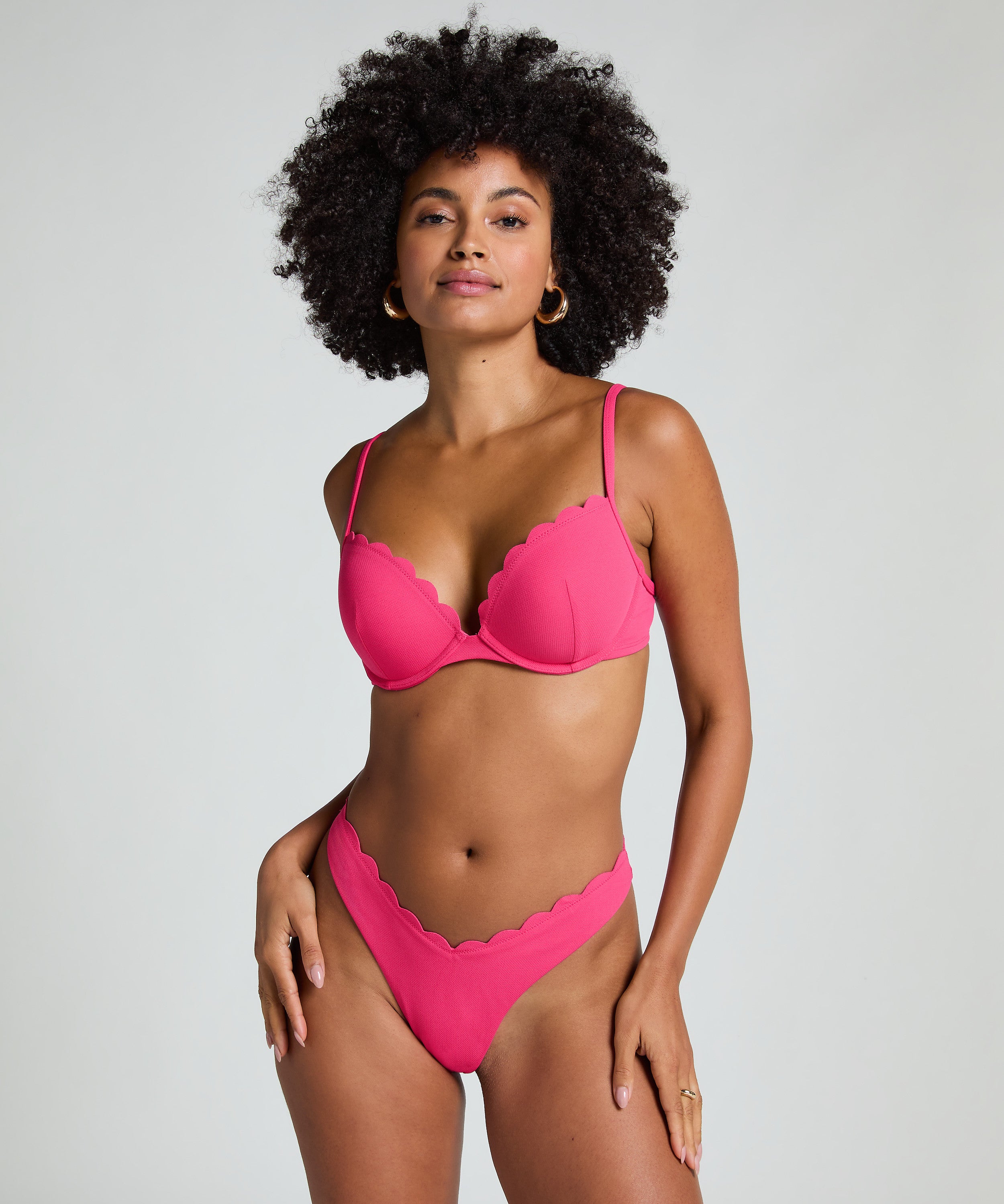 Vorgeformtes Push-up Bügel-Bikinitop Scallop Cup A - E  - Rosa