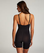 Nahtlos betonender Bodysuit mit hohem Beinausschnitt  - Schwarz