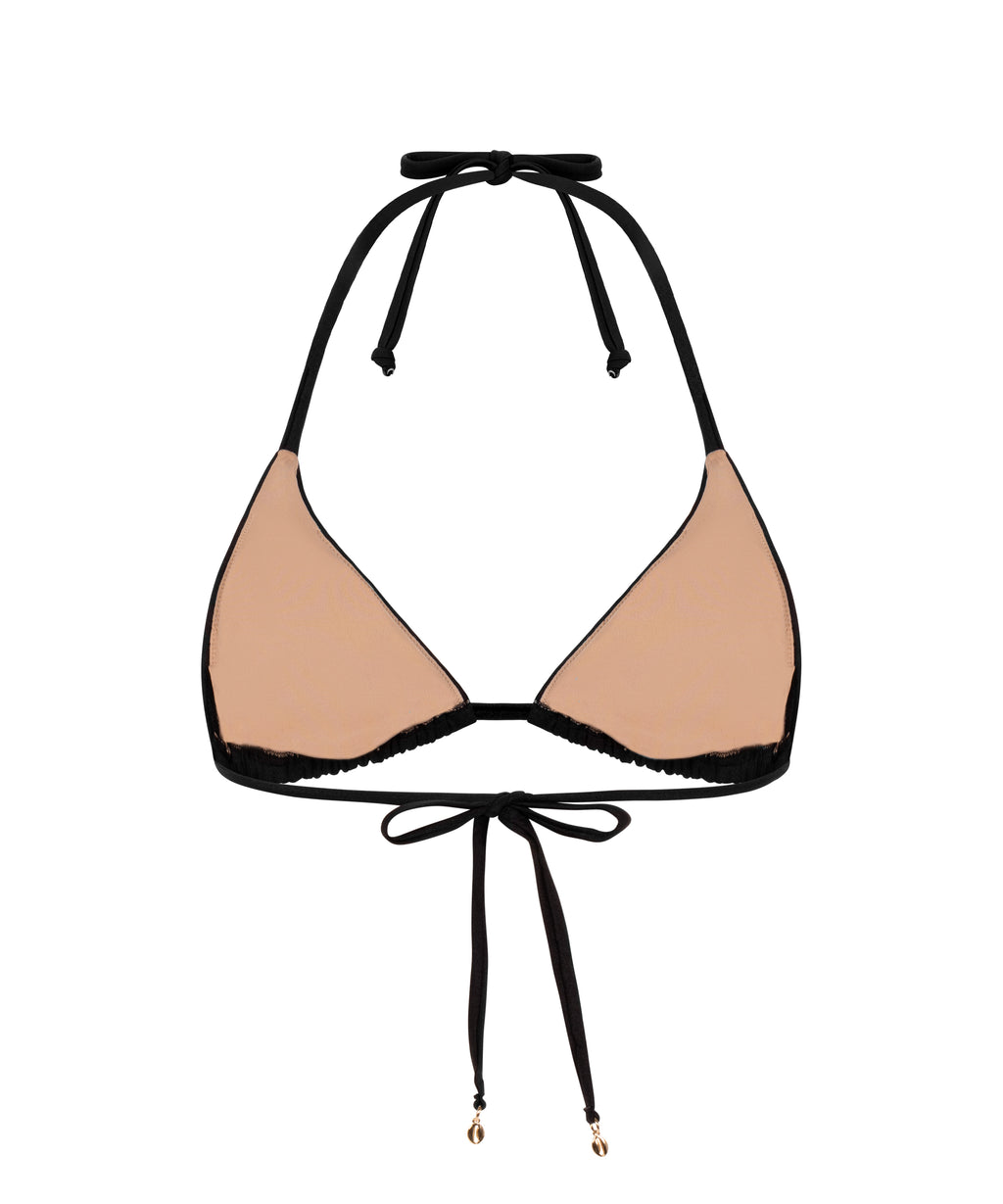 Triangel-Bikinioberteil Boho  - Schwarz