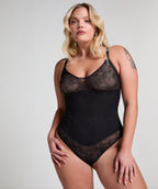Body mit Spitze  - Schwarz