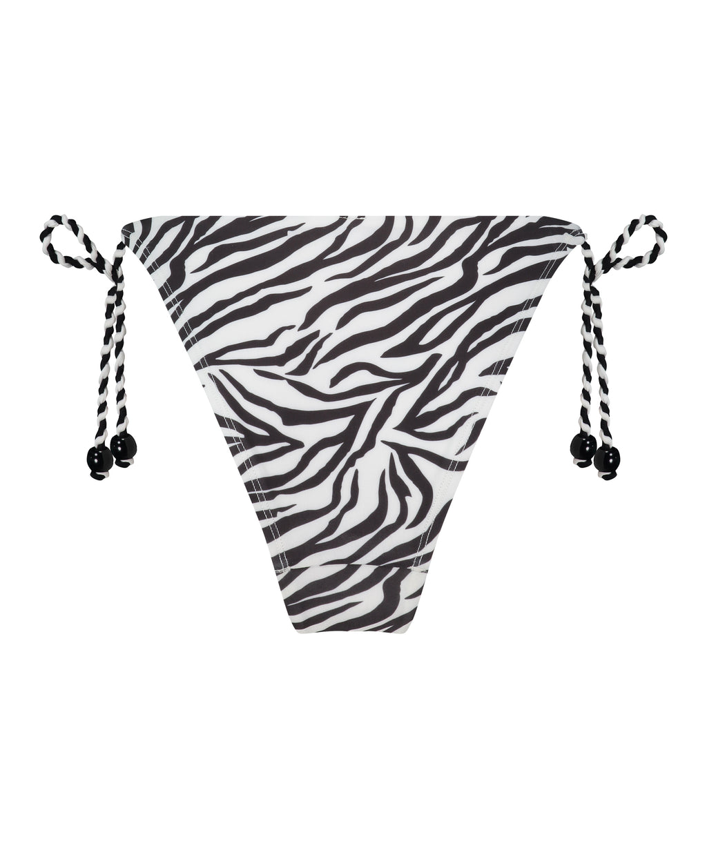 Bikini Slip Cheeky Tanga Doha Zebra  - Weiß