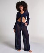 Strand-Strickhose  - Blau