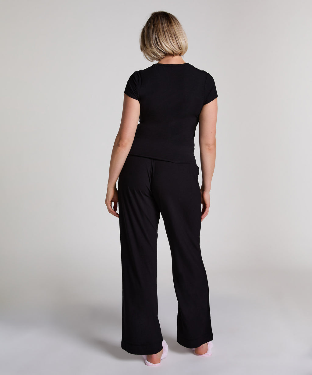 Pyjama-Top Rib Essential  - Schwarz