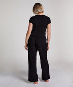Pyjama-Top Rib Essential  - Schwarz