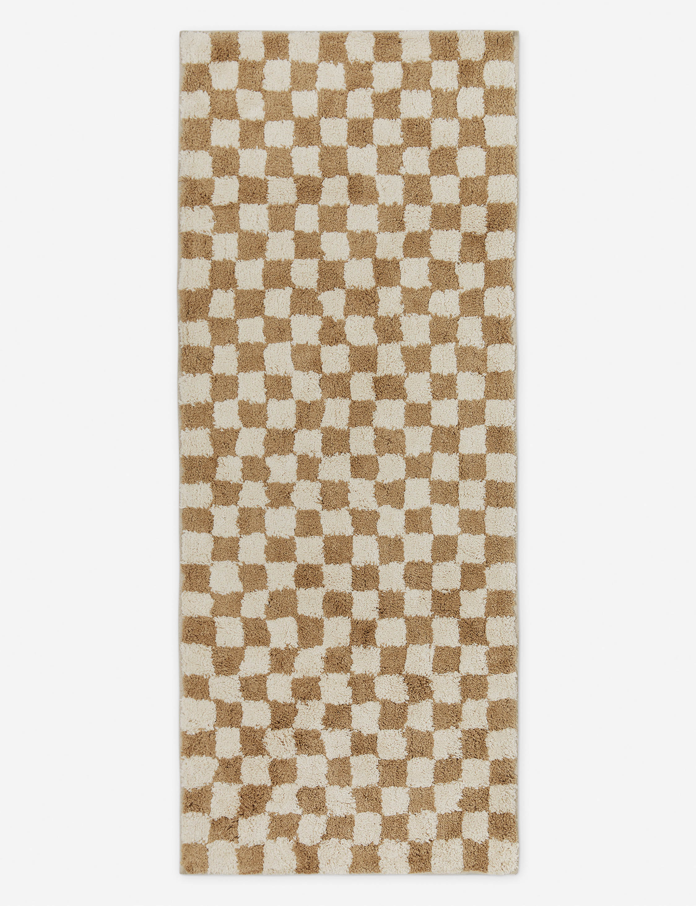 #color::café  #size::2--x-5- | Two-tone long checkerboard bath mat by Sarah Sherman in café brown