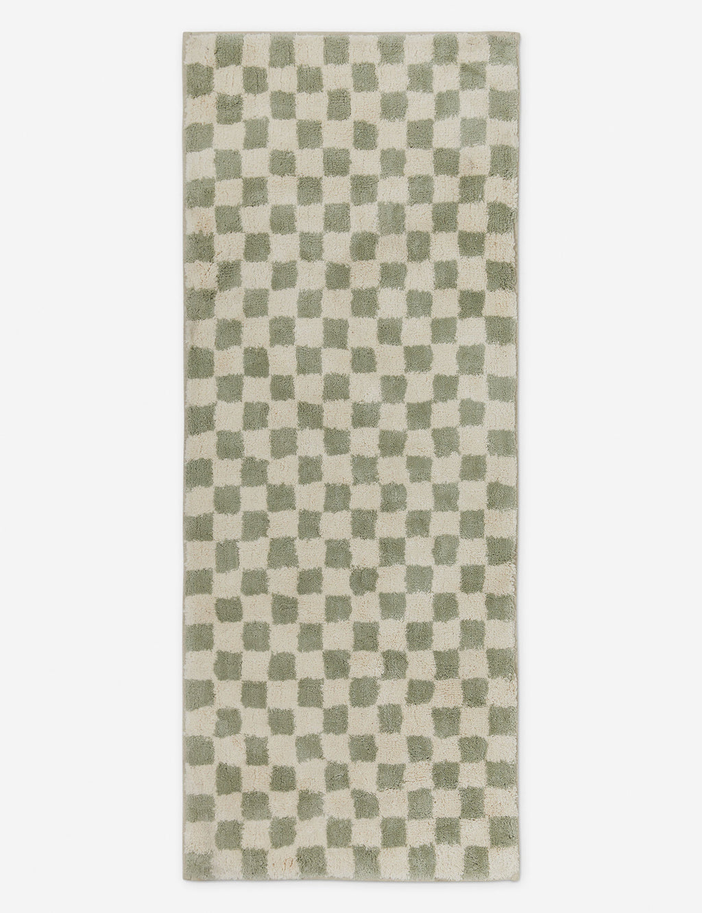 #color::lichen #size::2--x-5- | Two-tone long checkerboard bath mat by Sarah Sherman in lichen green