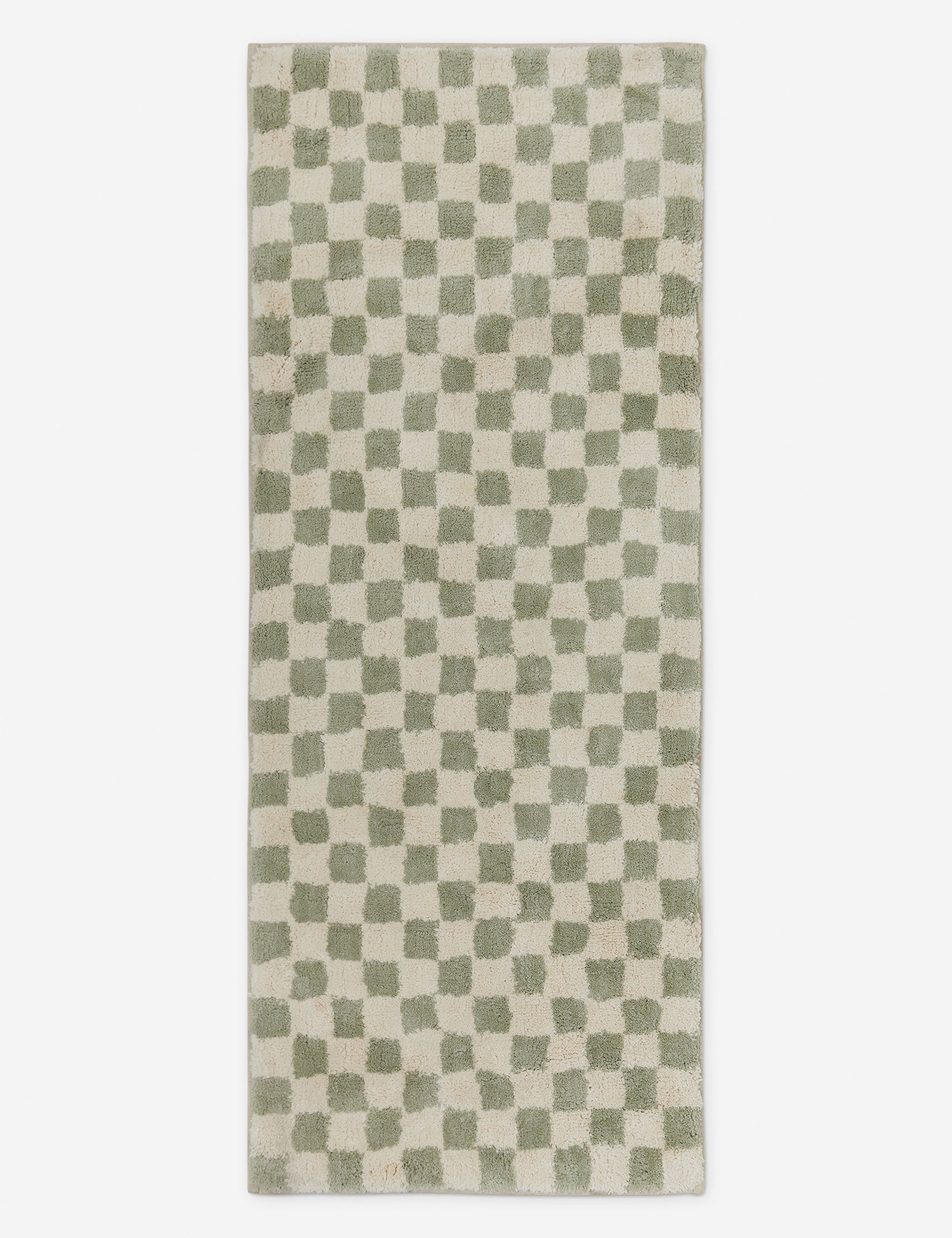 #color::lichen #size::2--x-5- | Two-tone long checkerboard bath mat by Sarah Sherman in lichen green