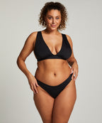 Bikini Slip mit hohem Beinausschnitt Luxe  - Schwarz