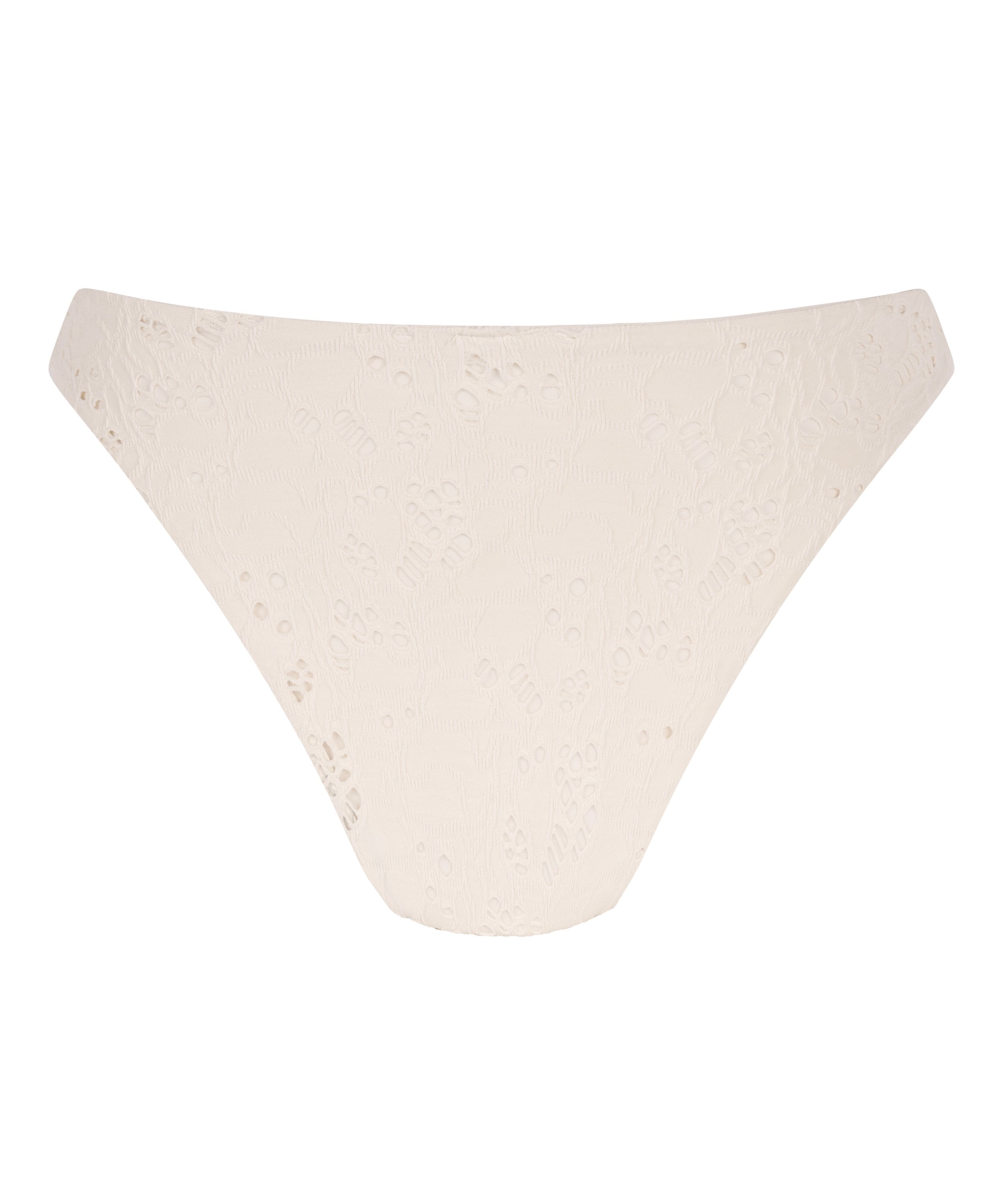 Crochet Bikinihöschen mit hohem Beinausschnitt  - Weiß