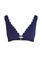 Unwattiertes Bügel-Bikini-Top Scallop  - Blau