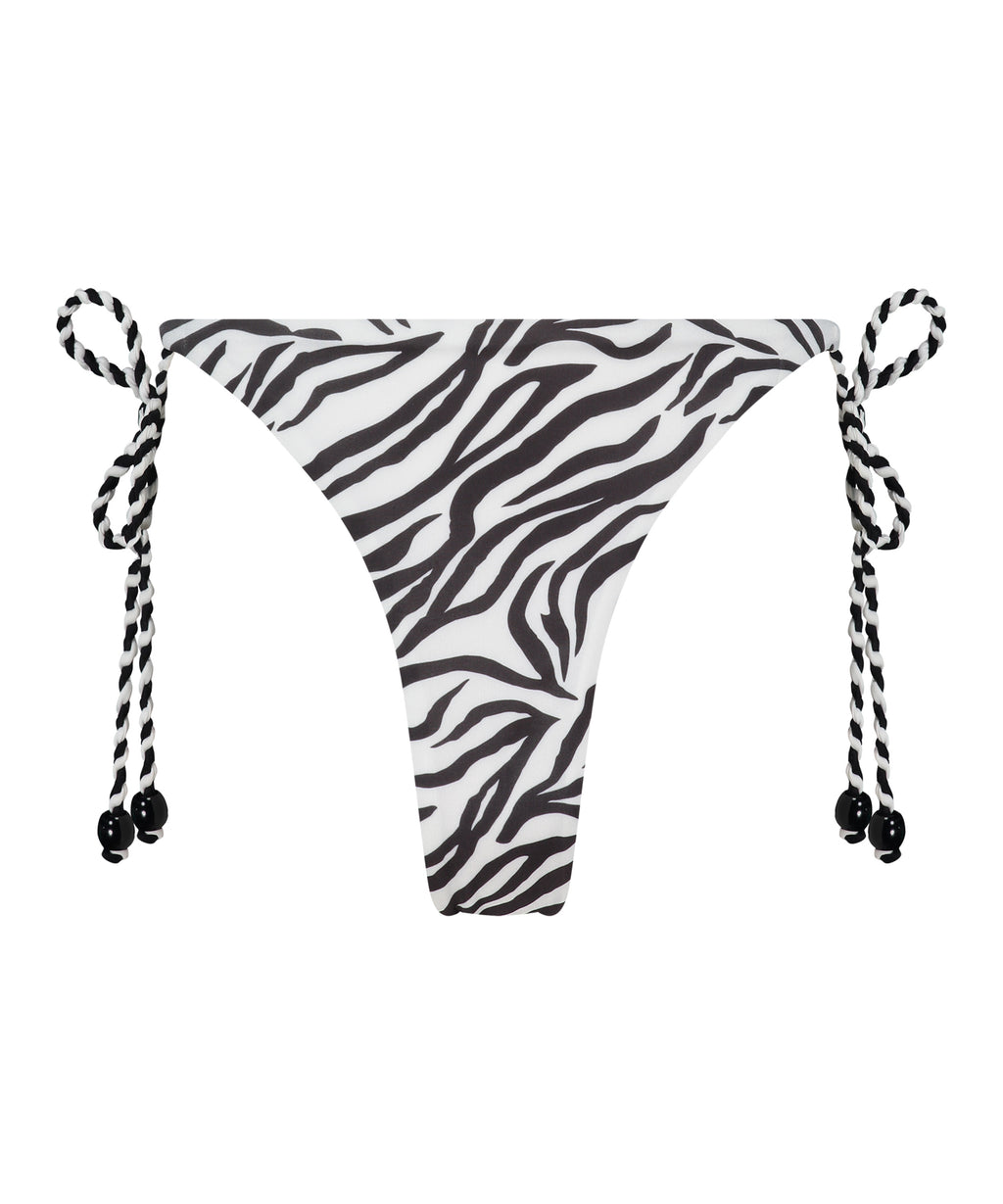 Bikini Slip Cheeky Tanga Doha Zebra  - Weiß