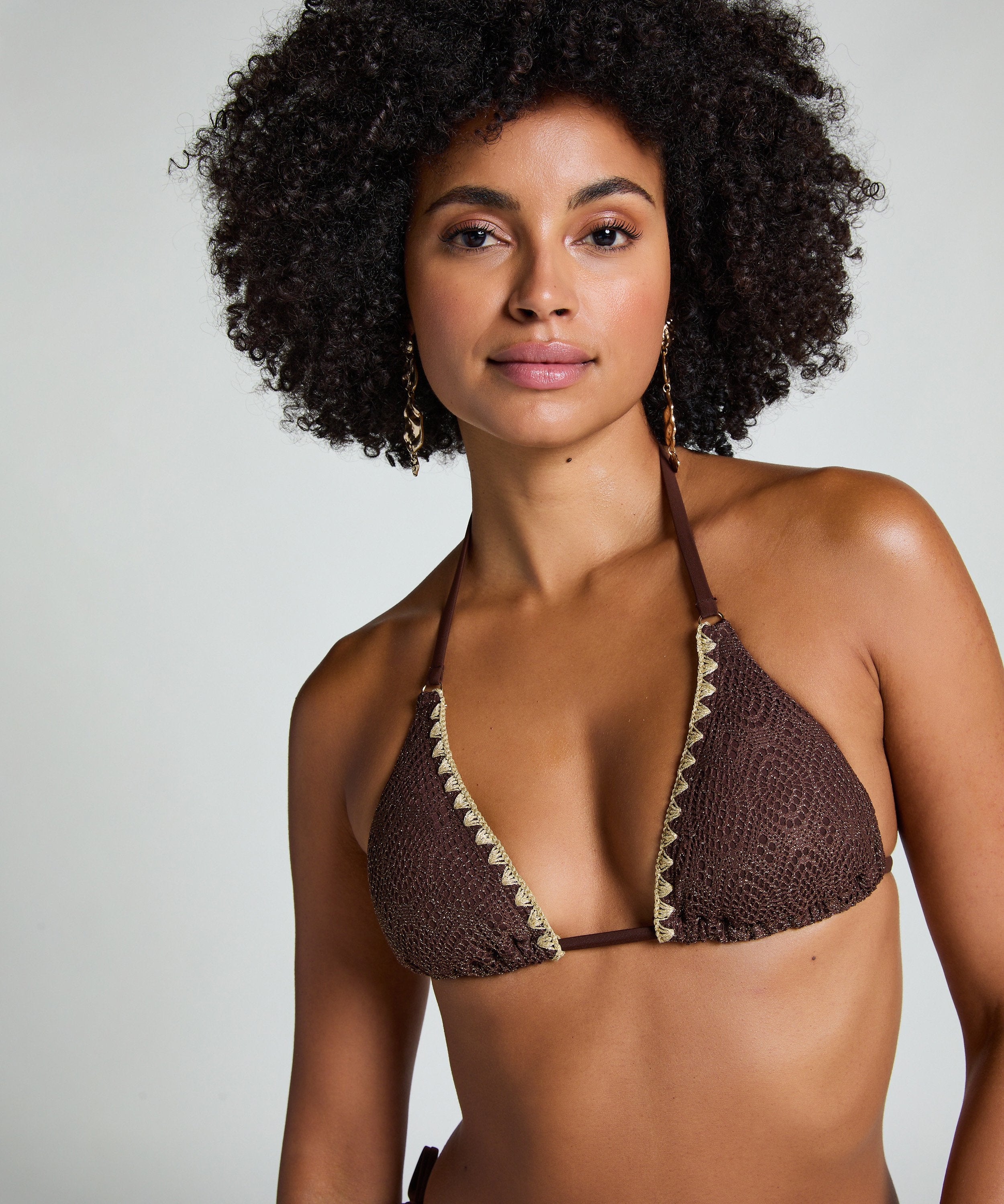 Triangle-Bikinioberteil Crochet  - Braun