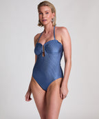Sardinia-Badeanzug mit Bandeau-Oberteil  - Blau
