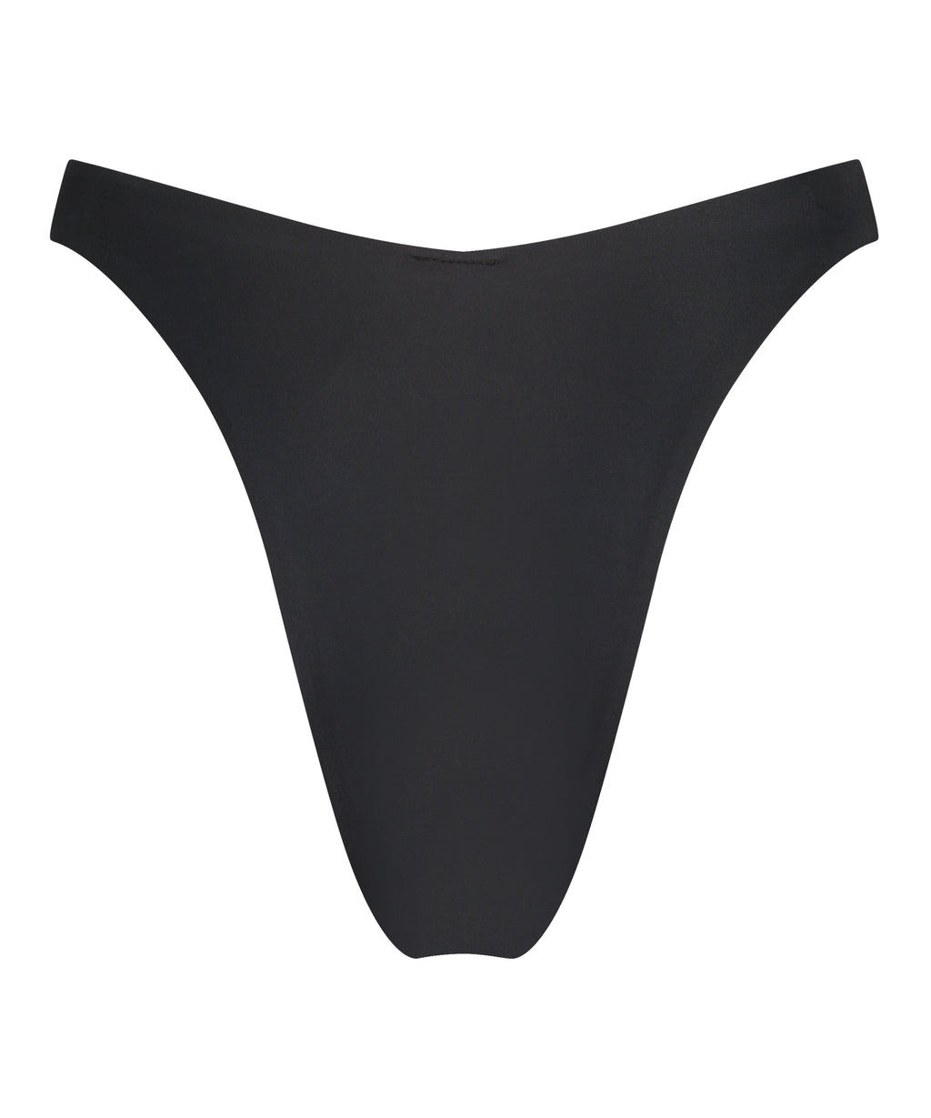 Bikini Slip mit hohem Beinausschnitt Luxe  - Schwarz
