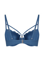 Wattiertes Bügel-Bikinioberteil Scallop  - Blau