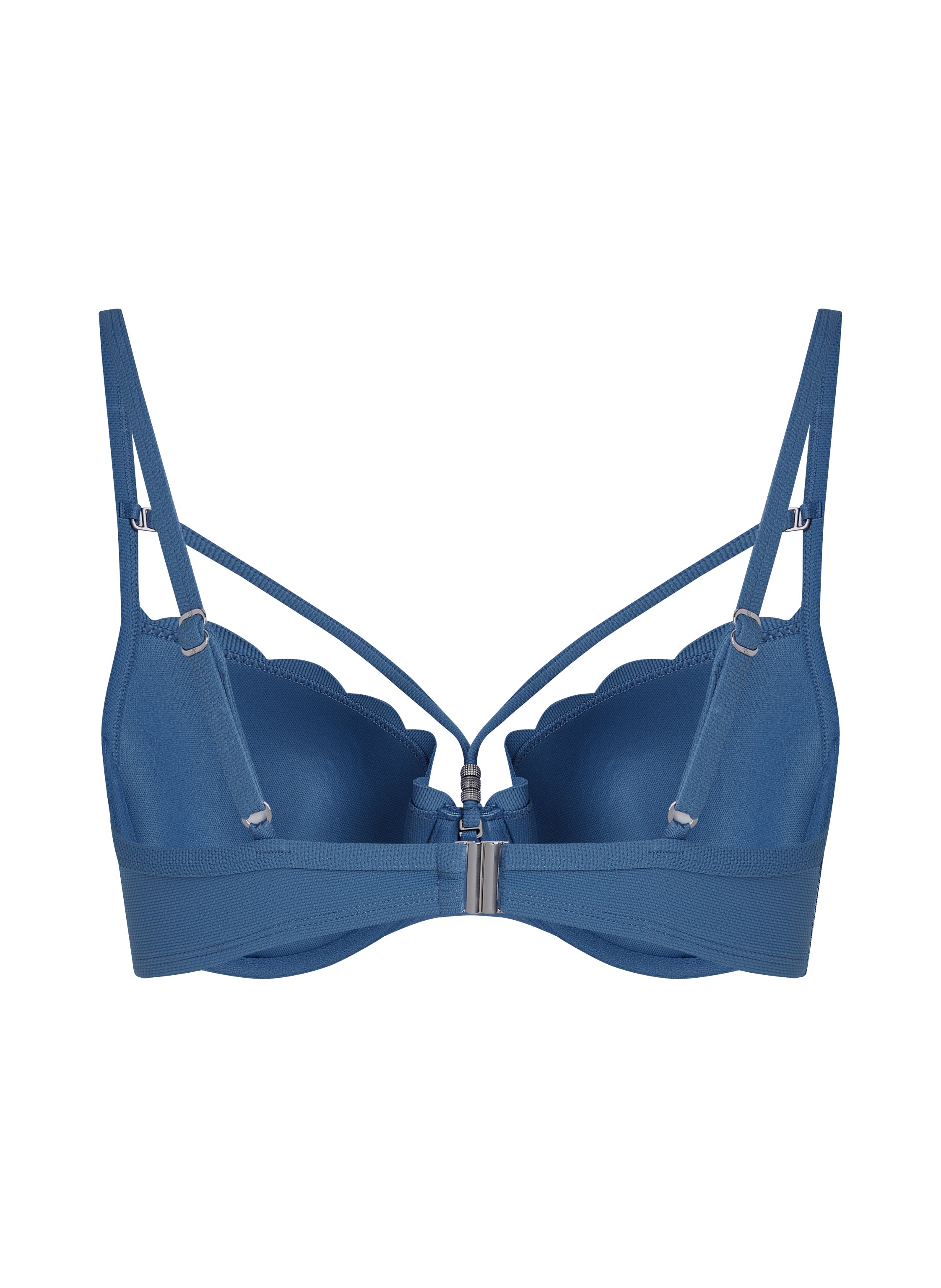 Wattiertes Bügel-Bikinioberteil Scallop  - Blau