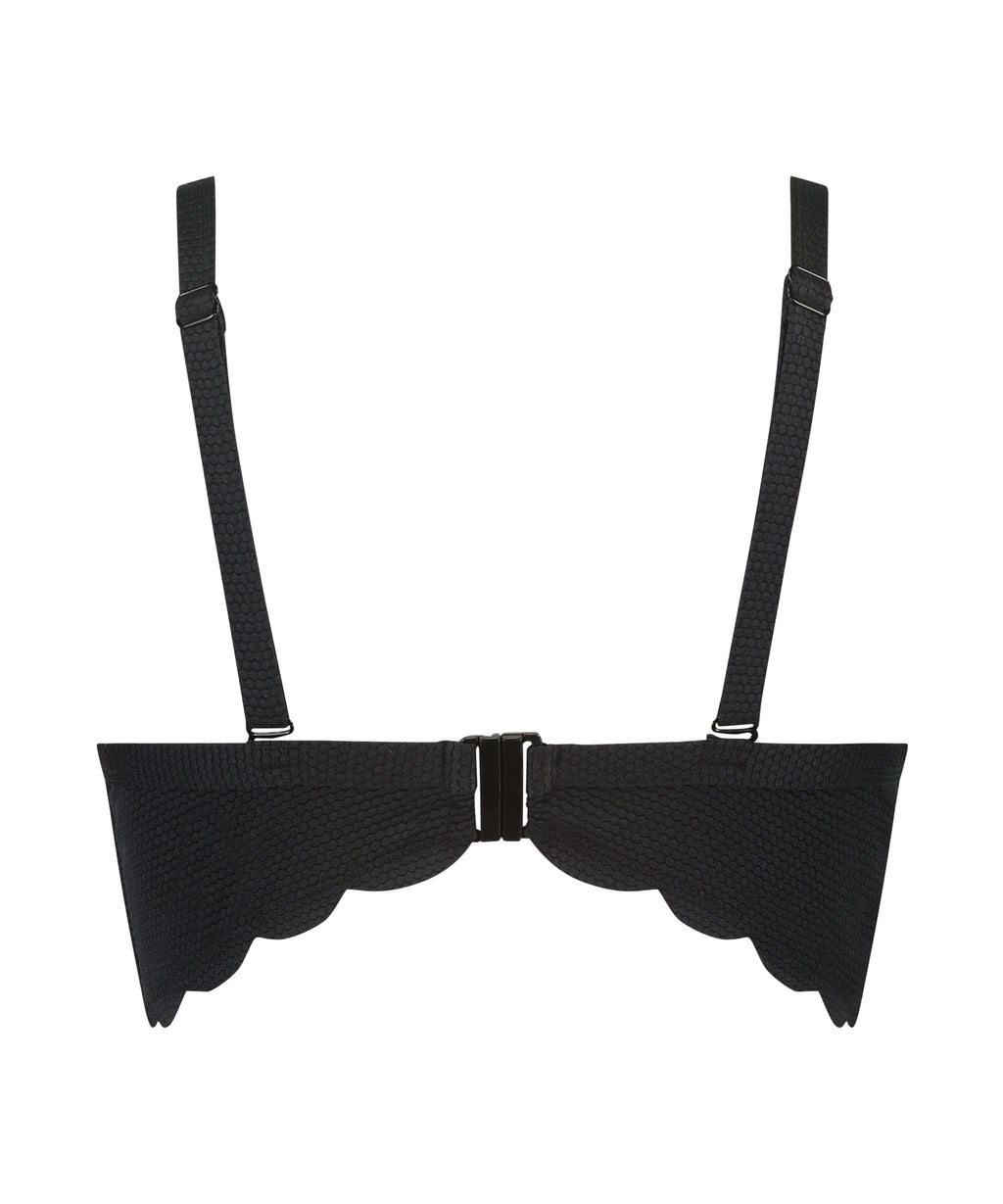Vorgeformtes Bügel-Bikinitop Scallop  - Schwarz
