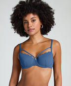 Wattiertes Bügel-Bikinioberteil Scallop  - Blau