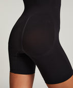 Nahtlos betonender Bodysuit mit hohem Beinausschnitt  - Schwarz