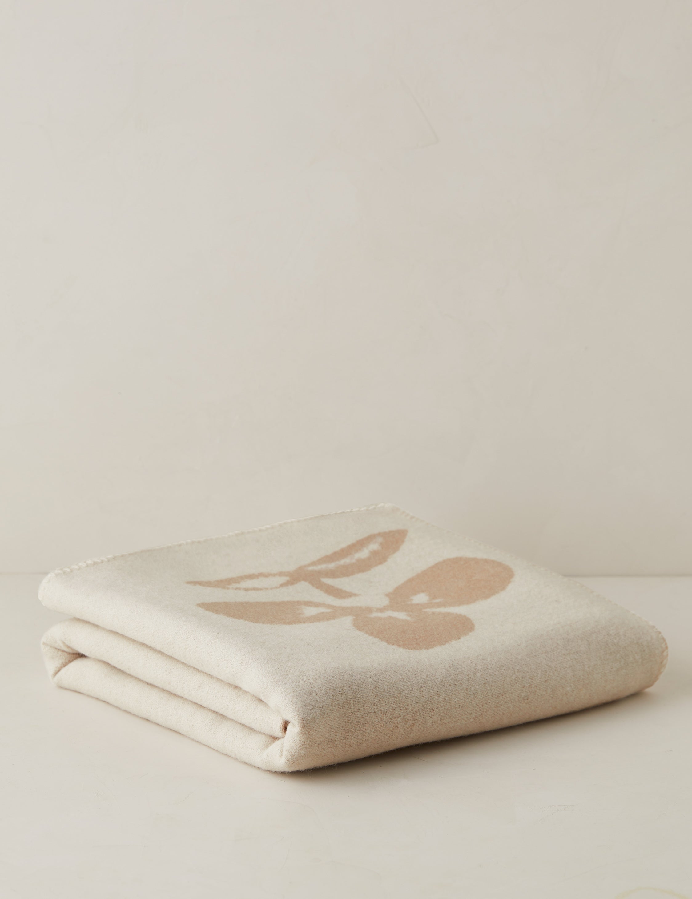 #color::ivory-and-beige | Apila floral pattern wool throw blanket