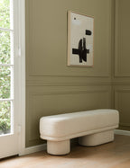 #showall::42992257499235 | Brooks boucle upholstered bench in an entryway