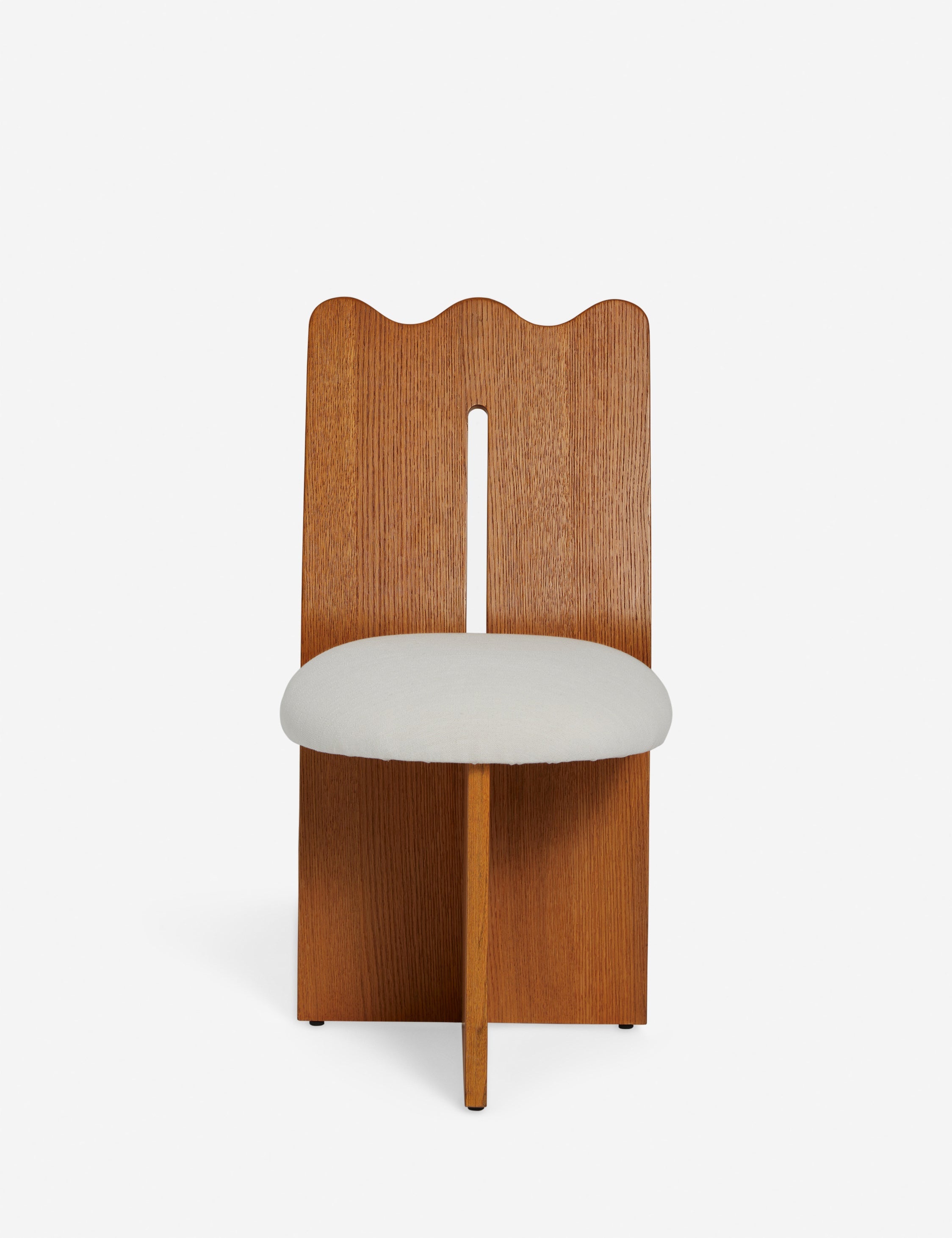 #color::honey-oak | Ripple tall, wavy back wooden dining chair